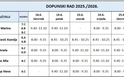 Raspored za dopunski rad